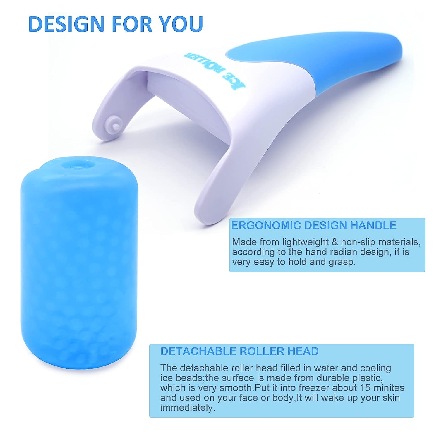 Ice Roller for Face, Eyes and Whole Body Relief, Face Roller Skin Care Tool for Migraine Relief and Blood Circulation (Pink Handle+Pink Roller Head) - Image 3